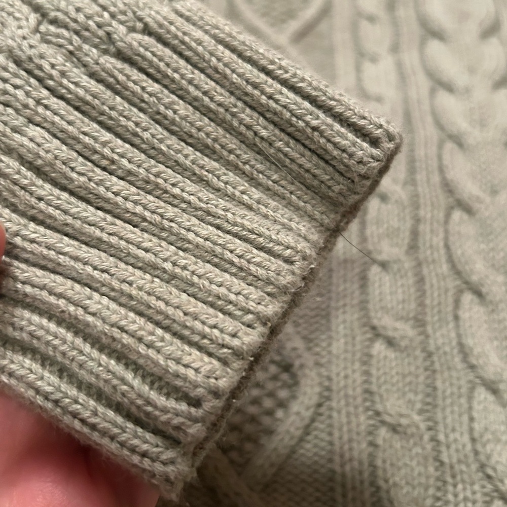 Women’s Cable Knit 100% Cotton 1/4 Zip Sweater in sage Green - Picture 4 of 13